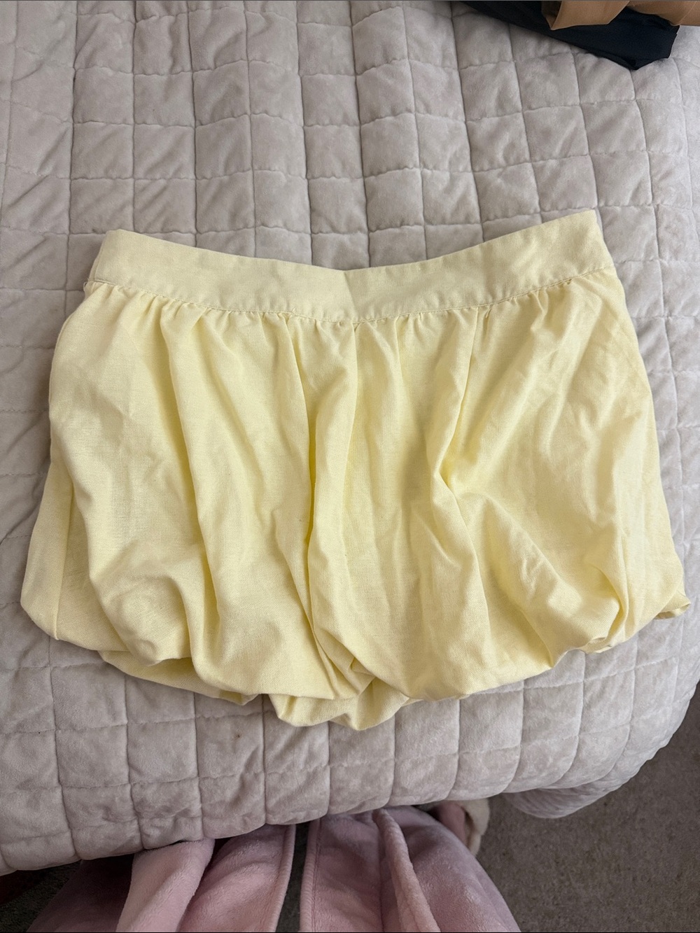 Pale Yellow Bubble Mini Skirt